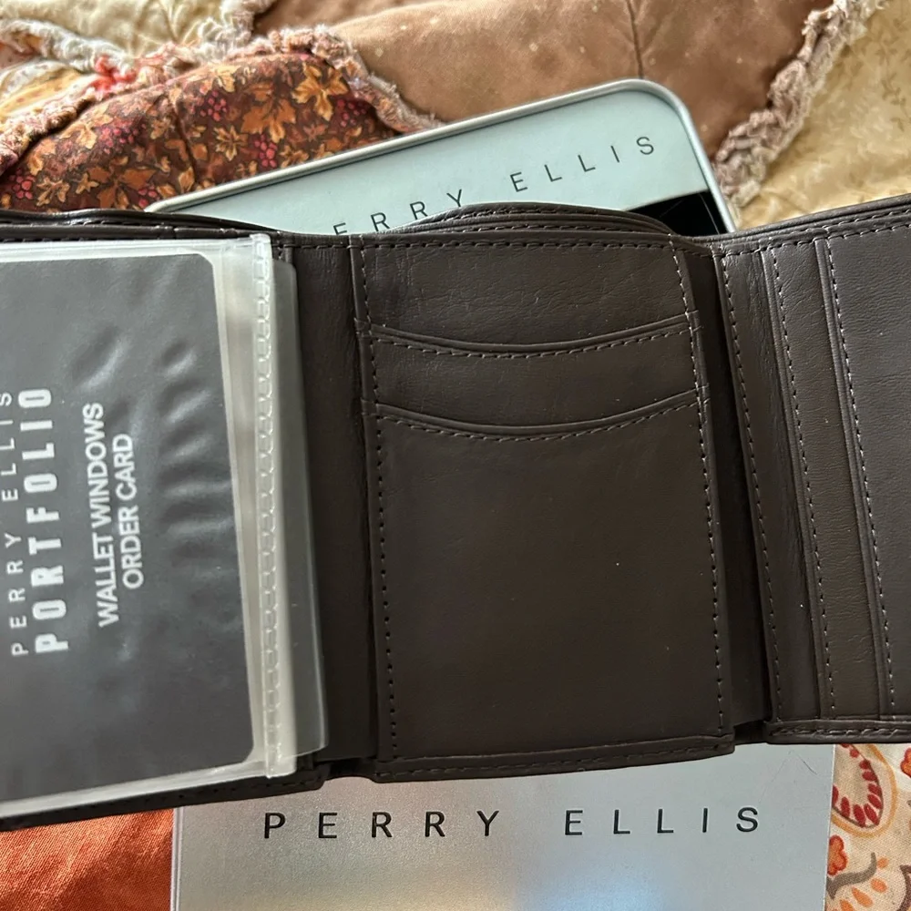 Perry Ellis Dark Brown Leather Card Holder